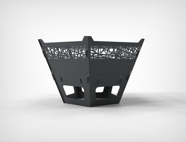 Кострова чаша розбірна П'ятигранна з орнаментом та решіткою гриль для барбекю 1686753708 фото