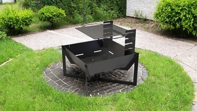Кострова чаша розбірна Квадратна V4 32" з решіткою гриль для барбекю 1686754378 фото